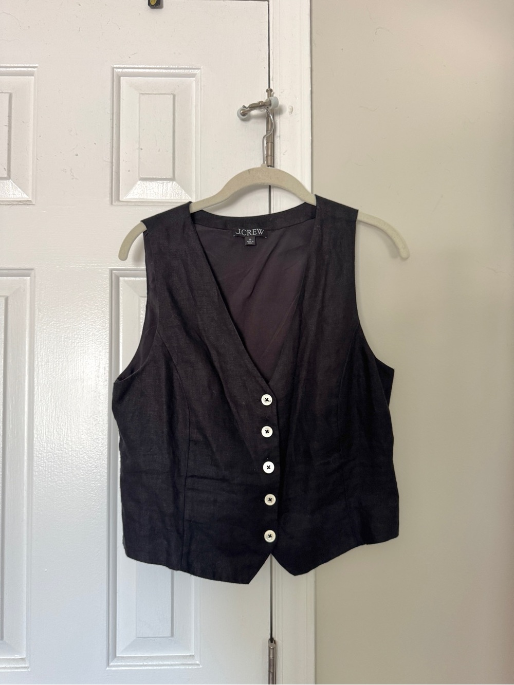 J. Crew Black Linen Button Vest